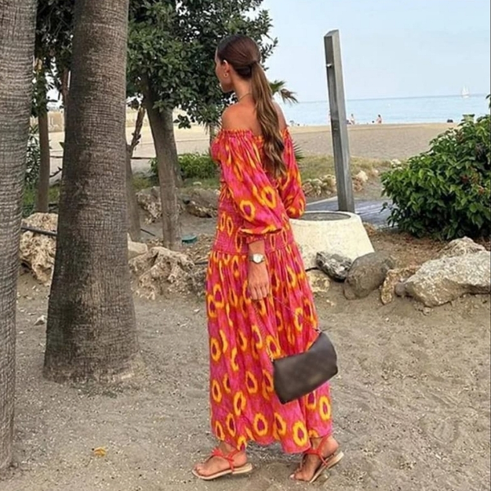 ZARA * BOHO PRINTED MIDI DRESS - Picture 4 of 16